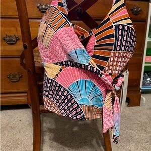 CALIA by Carrie Underwood Multicolor Geometric Swim Crop Top NWT